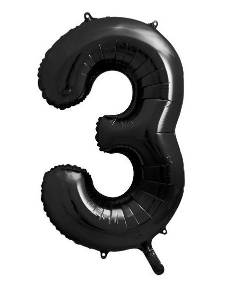 Globo numero metalizado negro 40cm x 1u.