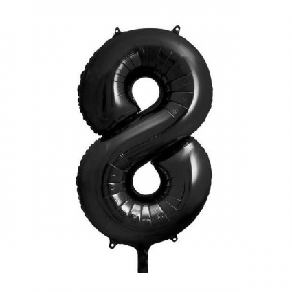 Globo numero metalizado negro 40cm x 1u.