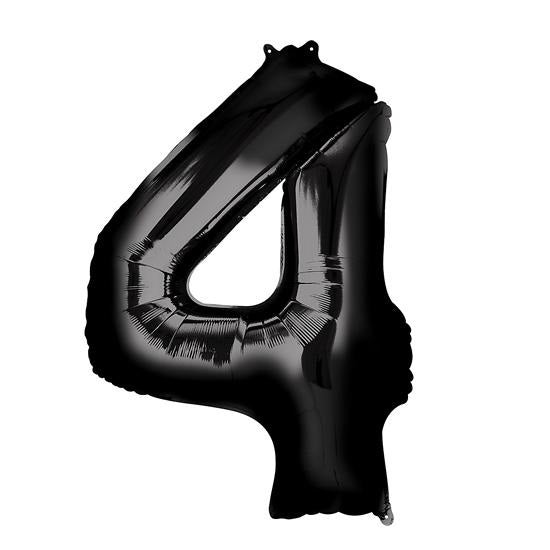 Globo numero metalizado negro 40cm x 1u.