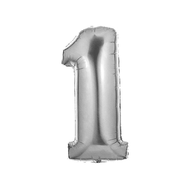 Globo número metalizado plata 40cm x 1u.