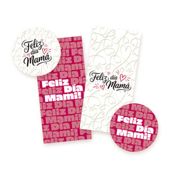 Etiqueta Feliz Día Mamá x 25un.