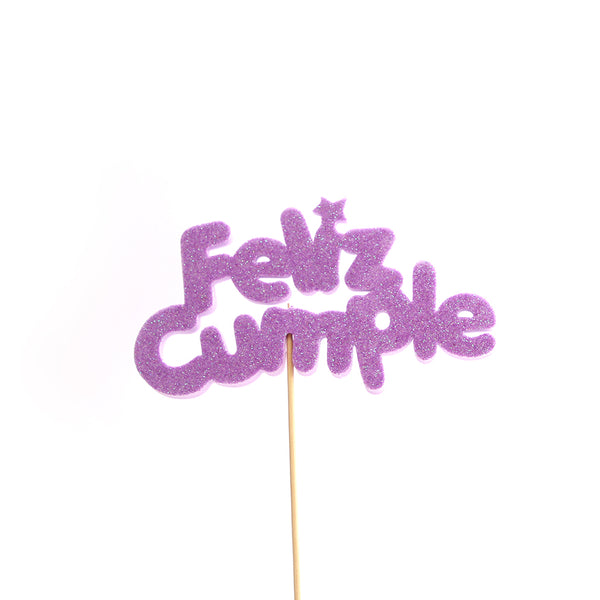 Pinche feliz cumple goma eva con brillo x 1u.
