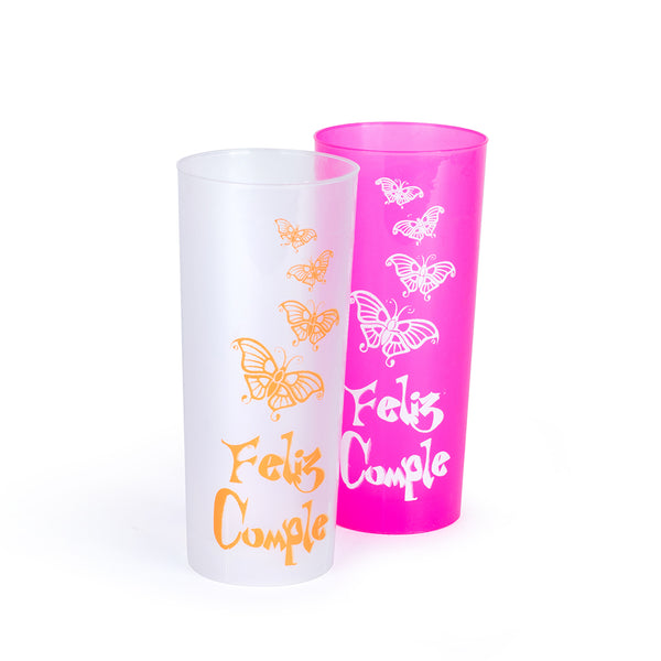 Vaso trago largo PP mariposa x 25u.