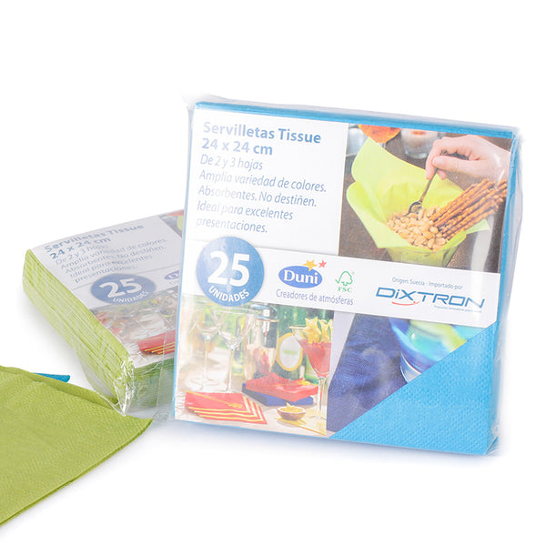 Servilleta 24 x 24 tissue 2 hojas x 25u.