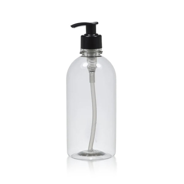 Botella 500cc cristal con tapa cremera negra x 10u.