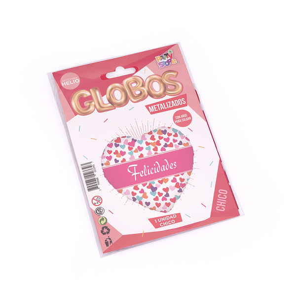 Globo forma corazón felicidades x 1u.