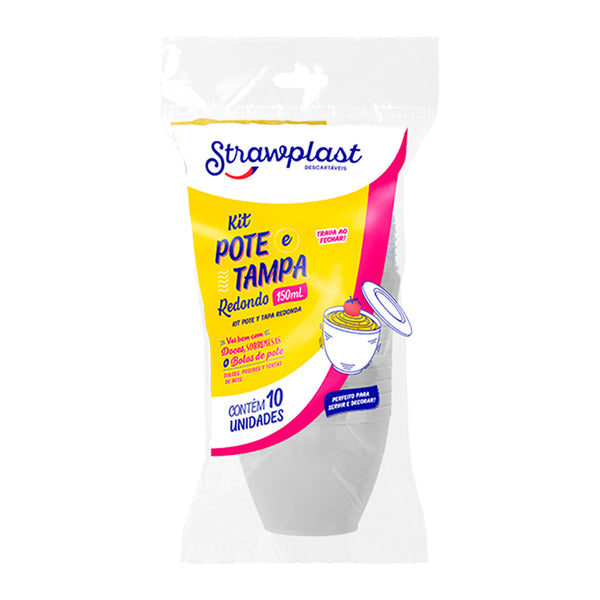 Pote plástico 150ml con tapa PS x 10u.