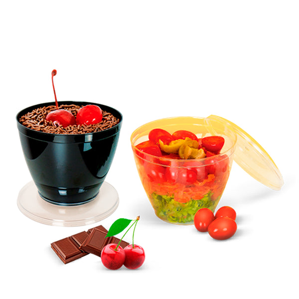 Pote plástico 150ml con tapa PS x 10u.