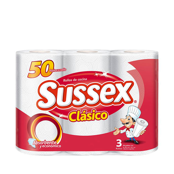 Rollo cocina 50 paños x 3u.