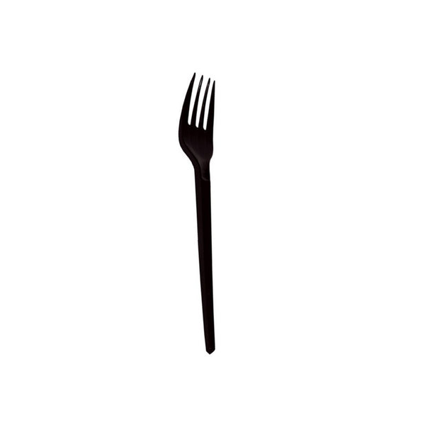 Tenedor plástico negro PS x 800u.
